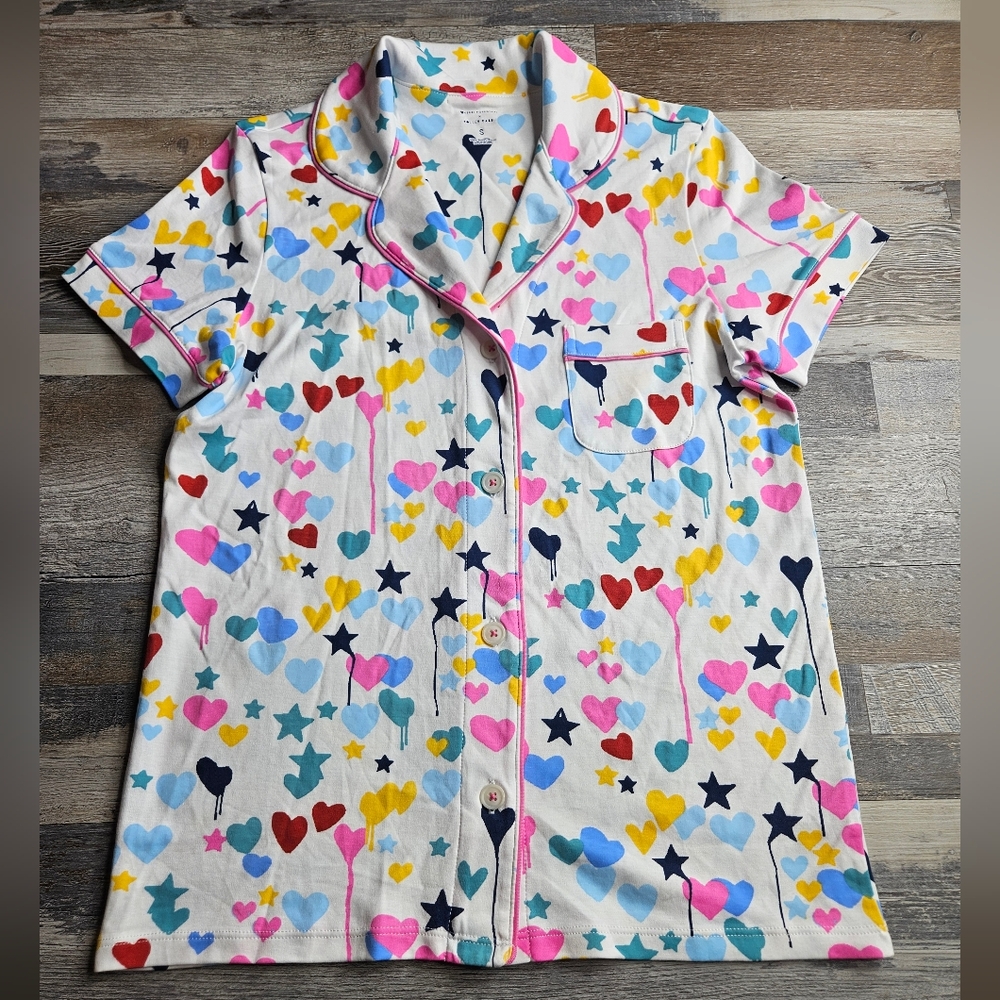 Kerri Rosenthal X Roller Rabbit Dripping Hearts Pajamas Top Size Small